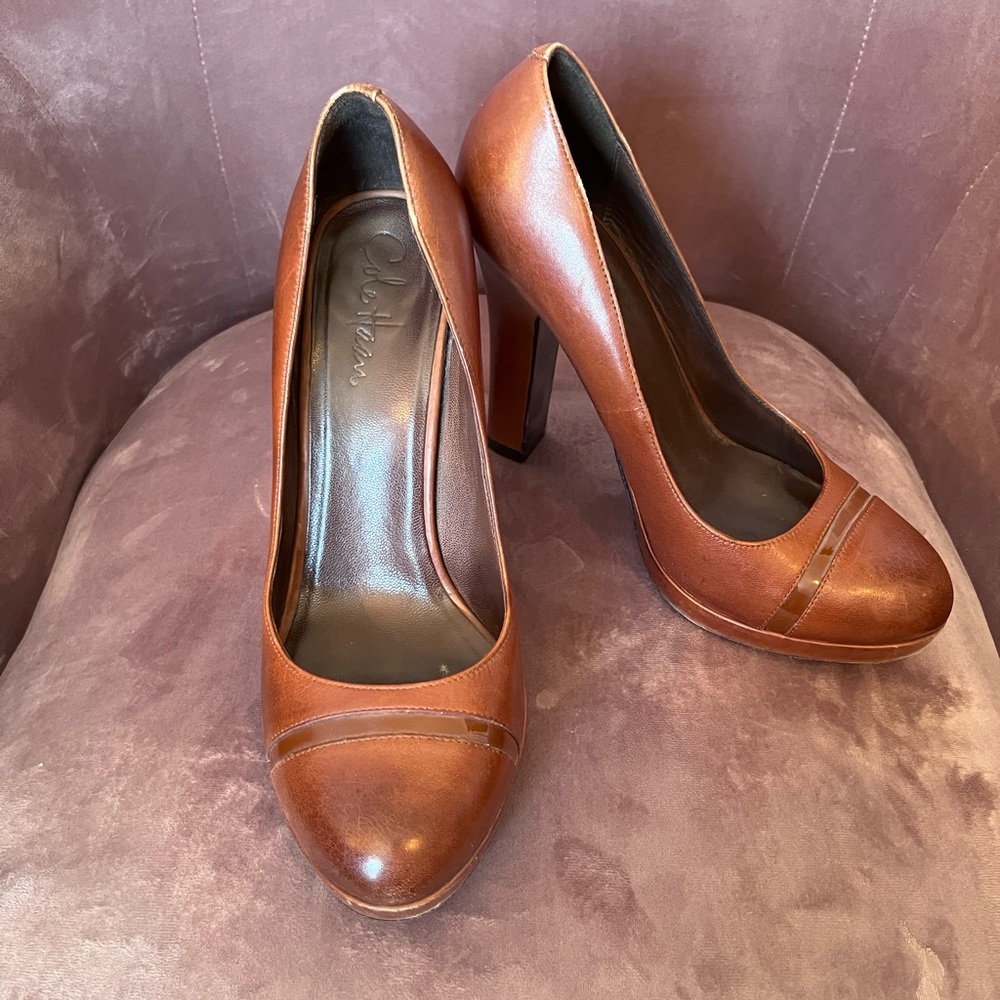 Cole Haan Burnished Tan Leather Pumps